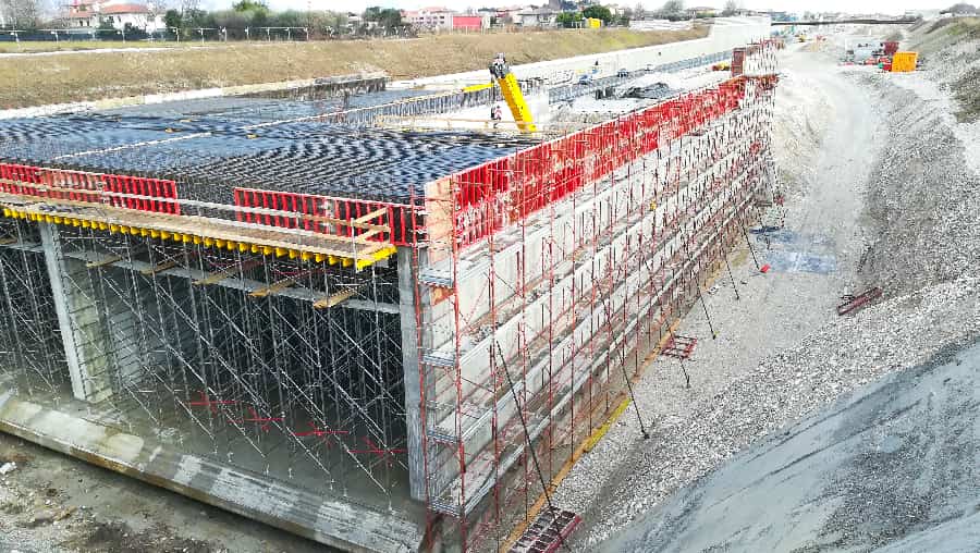 Image of Crushed Aggregate Base (CAB) being used in freeway construction in Southern California.